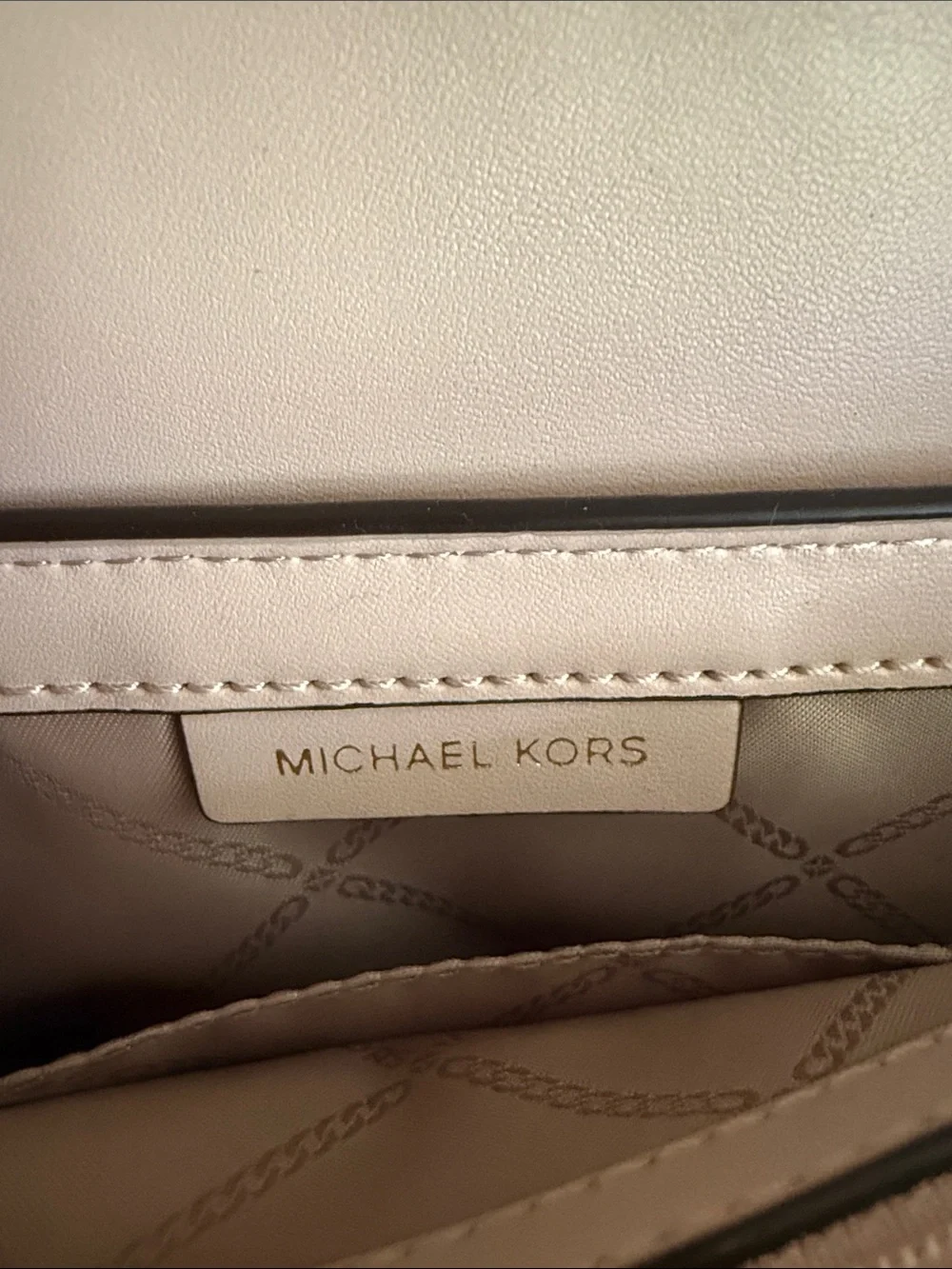 Michael Kors Pink Pebbled Leather Saddle Crossbody with Gold Chain